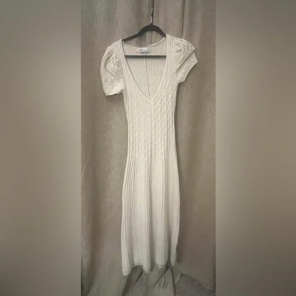 Free People | Dresses | Free People Beach Elegant White Knit Light Sweater  Dress Nwt | Poshmark